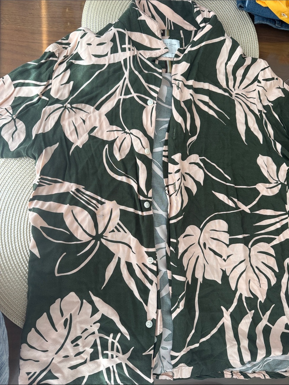 Women's Green & Blush Botanical Button-Up Top
